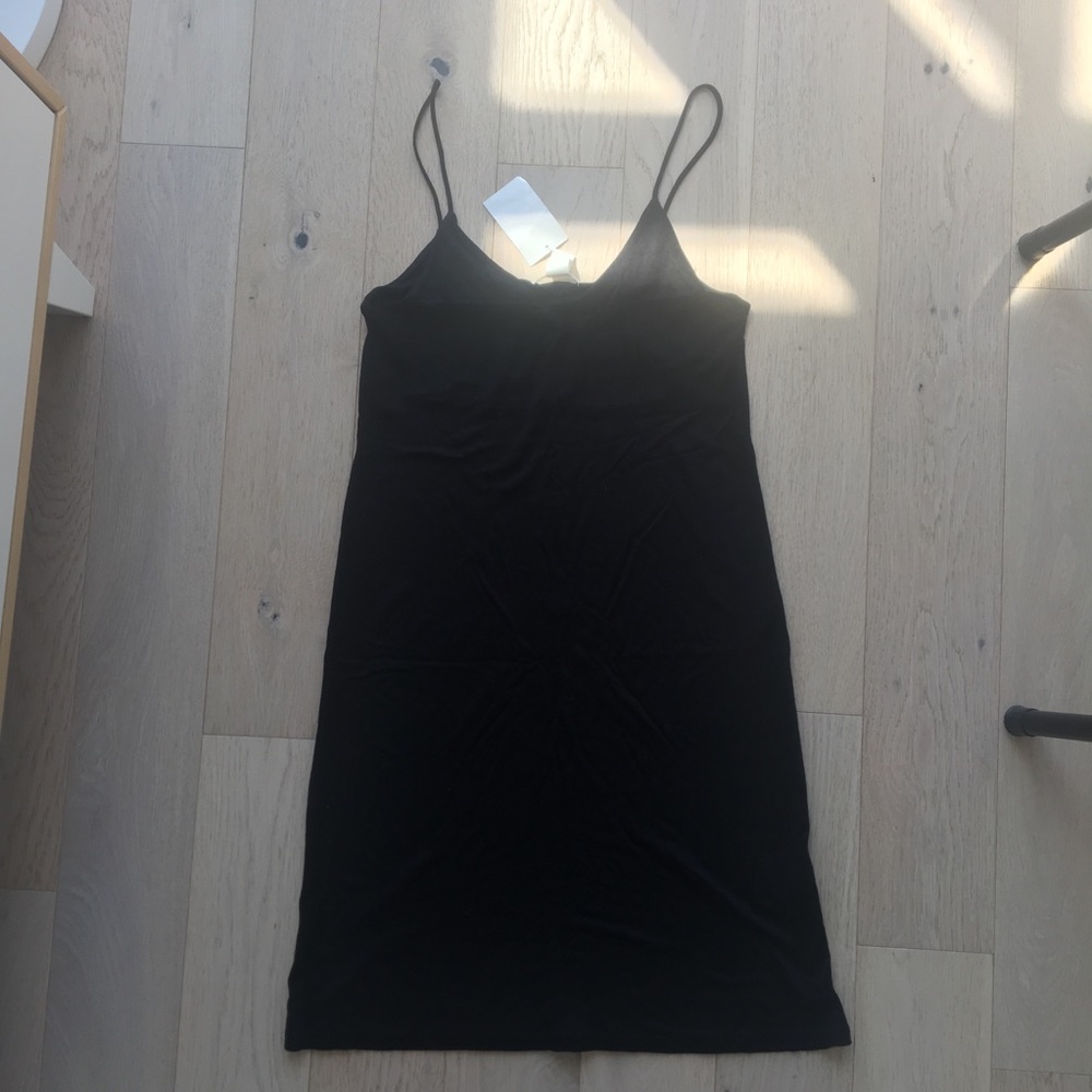 Black thin strap slip dress - cotton blend